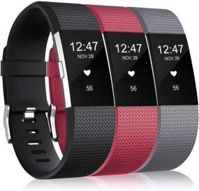 img 4 attached to Браслеты Wepro для Fitbit Charge 2 HR - 3 шт., регулируемые запястья, идеально подходят для женщин и мужчин.