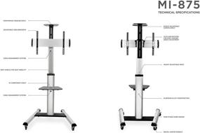 img 1 attached to 📺 Height Adjustable Rolling TV Cart by Mount-It! - Mobile Stand for Flat Screen Televisions, Supports 32, 40, 50, 55, 60, 65, and 70 Inch Screens, with 110 Pound Weight Capacity