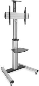 img 3 attached to 📺 Height Adjustable Rolling TV Cart by Mount-It! - Mobile Stand for Flat Screen Televisions, Supports 32, 40, 50, 55, 60, 65, and 70 Inch Screens, with 110 Pound Weight Capacity