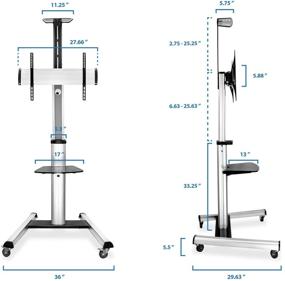 img 2 attached to 📺 Height Adjustable Rolling TV Cart by Mount-It! - Mobile Stand for Flat Screen Televisions, Supports 32, 40, 50, 55, 60, 65, and 70 Inch Screens, with 110 Pound Weight Capacity