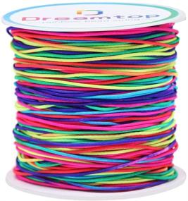 img 3 attached to 🌈 Dreamtop 1mm 100M Pony Bead String Rainbow Elastic Cord: Colorful Stretchy String for Jewelry Making and Crafts - 109 Yard