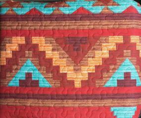 img 3 attached to 🛏️ Turquoise and Red Native American Navajo Design Bedspread Quilt Set for King/Cal-King Size with Multicolor Southwest Accents