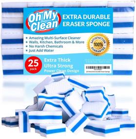 img 4 attached to (25 Pack) Heavy-Duty Eraser Sponge - Ultra Thick, Long-Lasting, Top-Quality Melamine Sponges in Bulk - Versatile Power Scrubber - Ideal for Bathroom, Kitchen, Floor, Bathtub, Toilet, Baseboard, Wall Cleaning
