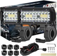 🔦 suzco 7-inch 120w offroad led work light bar + wiring harness + switch kit/combo, spot/flood/combo lightbar waterproof 12v 24v with mounting bracket tube clamp 1"/1.5"/1.75"/2" for atv utv logo