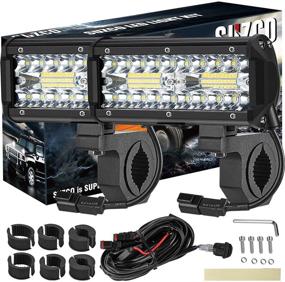 img 4 attached to 🔦 Suzco 7-inch 120W Offroad LED Work Light Bar + Wiring Harness + Switch Kit/Combo, Spot/Flood/Combo Lightbar Waterproof 12V 24V with Mounting Bracket Tube Clamp 1"/1.5"/1.75"/2" for ATV UTV