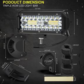 img 1 attached to 🔦 Suzco 7-inch 120W Offroad LED Work Light Bar + Wiring Harness + Switch Kit/Combo, Spot/Flood/Combo Lightbar Waterproof 12V 24V with Mounting Bracket Tube Clamp 1"/1.5"/1.75"/2" for ATV UTV