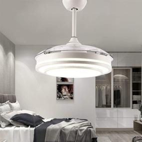 img 4 attached to 🌀 Modern Reversible Ceiling Fan with Retractable Blades, Silent Fans, and LED Light - 42 Inch Southerns Lighting Invisible Chandelier with Remote Control (White-04)