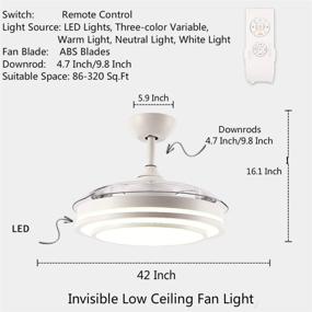 img 2 attached to 🌀 Modern Reversible Ceiling Fan with Retractable Blades, Silent Fans, and LED Light - 42 Inch Southerns Lighting Invisible Chandelier with Remote Control (White-04)