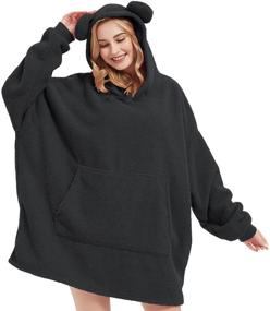 img 4 attached to Wearable Blanket Oversized Sweatshirt Pockets Bedding