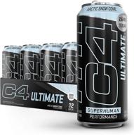 🥤 c4 ultimate sugar free energy drink 16oz (pack of 12) - arctic snow cone: pre workout performance drink, no artificial colors or dyes logo