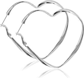 img 4 attached to Riltoa Women Heart Hoop Earrings - Stunning 925 Large Gold Hoops with Sterling Hearts - Hypoallergenic Stainless Steel Heart Dangle Loop - Fashionable & Real - Perfect for Cartilage