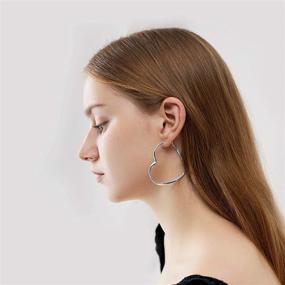 img 2 attached to Riltoa Women Heart Hoop Earrings - Stunning 925 Large Gold Hoops with Sterling Hearts - Hypoallergenic Stainless Steel Heart Dangle Loop - Fashionable & Real - Perfect for Cartilage