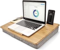 🔧 компьютерный столик для ноутбука: бамбуковый органайзер с подушкой - идеально подходит для использования в постели, на диване и на дому во время работы. логотип