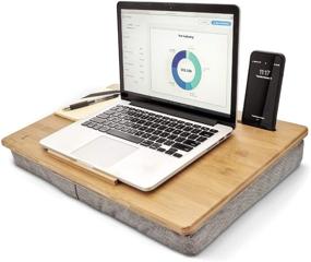 img 4 attached to 🔧 Lap Desk for Laptop: Bamboo Organizer with Cushion – Perfect for Bed, Couch & Work from Home