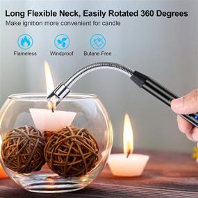 img 3 attached to 🔥 VORKA Electric Lighter: USB Type-C Rechargeable, Windproof Candle Lighter with Flexible Neck - Ideal for Candles, Grill, Camping, Cooking, BBQ Stove - Long Arc Flameless Lighter (Black)