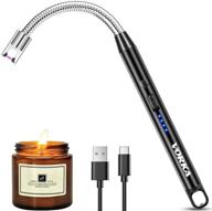 🔥 vorka electric lighter: usb type-c rechargeable, windproof candle lighter with flexible neck - ideal for candles, grill, camping, cooking, bbq stove - long arc flameless lighter (black) logo