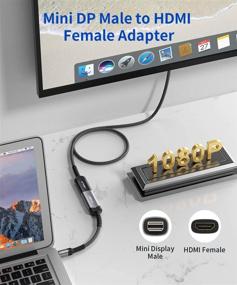 img 3 attached to JSAUX Mini DisplayPort to HDMI Adapter: Thunderbolt Compatible, 🔌 Aluminum Shell, for MacBook, Surface Pro, Monitor and More - Grey