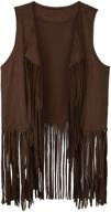 🧥 persun brown suede fringe vest: open front sleeveless hippie cardigan for women - ampswc000288 logo