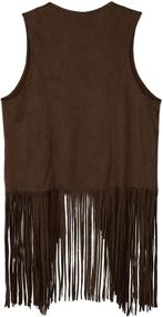 img 3 attached to 🧥 PERSUN Brown Suede Fringe Vest: Open Front Sleeveless Hippie Cardigan for Women - AMPSWC000288