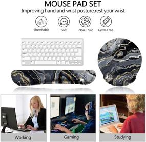 img 1 attached to 💻 HAOCOO Keyboard Wrist Rest and Ergonomic Mouse Pad Wrist Support Set - Non-Slip Backing, Memory Foam-Filled, Easy-Typing, Pain Relief for Gaming, Office, Computer, Laptop (Black Gray Mix)
