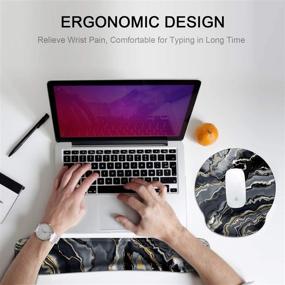 img 2 attached to 💻 HAOCOO Keyboard Wrist Rest and Ergonomic Mouse Pad Wrist Support Set - Non-Slip Backing, Memory Foam-Filled, Easy-Typing, Pain Relief for Gaming, Office, Computer, Laptop (Black Gray Mix)