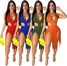 img 1 attached to 👙 Yeshire Halter V Neck Bandage Bodysuit Romper Jumpsuit: Sexy Women's One Piece Swimsuit