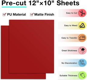 img 2 attached to 🔥 Vibrant Red HTV Heat Transfer Vinyl Bundle: 13 Pack 12&#34; x 10&#34; for T-Shirt, Cricut, Silhouette, Heat Press