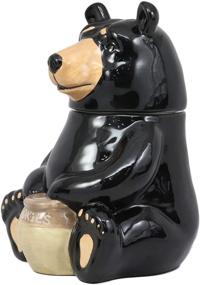 img 2 attached to 🍯 Ebros Rustic Wildlife American Black Bear Cookies Honey Pot Ceramic Cookie Jar - 8.25" Tall Collectible Kitchen Accessory