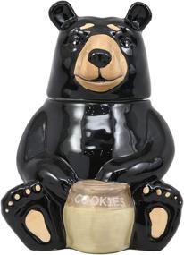 img 3 attached to 🍯 Ebros Rustic Wildlife American Black Bear Cookies Honey Pot Ceramic Cookie Jar - 8.25" Tall Collectible Kitchen Accessory