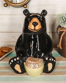 img 4 attached to 🍯 Ebros Rustic Wildlife American Black Bear Cookies Honey Pot Ceramic Cookie Jar - 8.25" Tall Collectible Kitchen Accessory