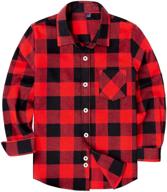 stylish siliteelon sleeve button flannel buffalo boys' clothing: perfect tops, tees & shirts for trendy kids logo