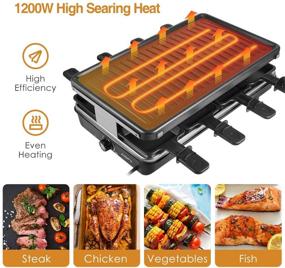 img 3 attached to 🔥 AONI Raclette Table Grill: Korean BBQ with Removable Non-Stick Surface, Temperature Control & Dishwasher Safe - 1200W