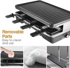 img 1 attached to 🔥 AONI Raclette Table Grill: Korean BBQ with Removable Non-Stick Surface, Temperature Control & Dishwasher Safe - 1200W