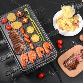 img 2 attached to 🔥 AONI Raclette Table Grill: Korean BBQ with Removable Non-Stick Surface, Temperature Control & Dishwasher Safe - 1200W