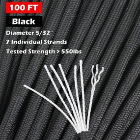 img 1 attached to 🪢 100ft Black Mil-Spec Type III Nylon Parachute Cord, Ideal for Paracord Bracelet & Keychain, 650lb Paracord