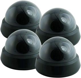 img 3 attached to Pack of 4 Outdoor Fake Security Cameras with Flashing LED Light - Wireless Surveillance System, Dummy Dome Realistic Look for Home or Business