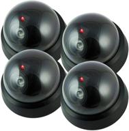 pack of 4 outdoor fake security cameras with flashing led light - wireless surveillance system, dummy dome realistic look for home or business logo