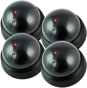 img 4 attached to Pack of 4 Outdoor Fake Security Cameras with Flashing LED Light - Wireless Surveillance System, Dummy Dome Realistic Look for Home or Business