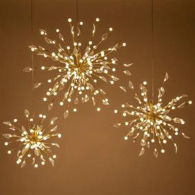 img 2 attached to 🌟 18-inch Gold LED Starburst Light Ball with Leaves - Christmas Light Balls - Wedding Party Decorations (18-inch, Golden Branches with Leaves/Warm White Lights)