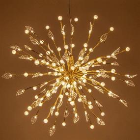 img 4 attached to 🌟 18-inch Gold LED Starburst Light Ball with Leaves - Christmas Light Balls - Wedding Party Decorations (18-inch, Golden Branches with Leaves/Warm White Lights)