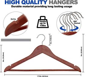 img 3 attached to 👕 Pack of 20 Premium Dark Solid Wood Clothes Hangers - Heavy Duty Non Slip Pants Bar - Wide Shoulders for Coats, Sweaters, and Suits - Shoulder Grooves for Straps - Smooth Wood Finish