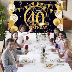 img 2 attached to 🎉 Premium 40th Birthday Party Decoration: Extra Large Fabric Black Gold Sign Poster for 40th Anniversary with Photo Booth Backdrop Banner - 72.8 x 43.3 Inch (Style B) - High-Quality Materials, Perfect for 40th Birthday Party Supplies