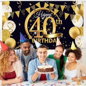 img 1 attached to 🎉 Premium 40th Birthday Party Decoration: Extra Large Fabric Black Gold Sign Poster for 40th Anniversary with Photo Booth Backdrop Banner - 72.8 x 43.3 Inch (Style B) - High-Quality Materials, Perfect for 40th Birthday Party Supplies