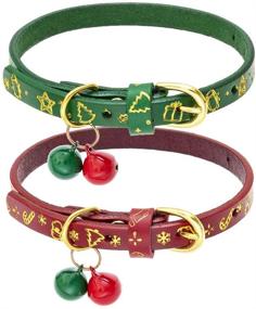 img 4 attached to PAWCHIE Breakaway Christmas Cat Collar: Soft Genuine Leather, Adjustable with Bells - Deck Your Fur Baby Festive, Ideal for Kitties & Puppies