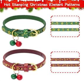 img 1 attached to PAWCHIE Breakaway Christmas Cat Collar: Soft Genuine Leather, Adjustable with Bells - Deck Your Fur Baby Festive, Ideal for Kitties & Puppies