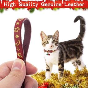 img 2 attached to PAWCHIE Breakaway Christmas Cat Collar: Soft Genuine Leather, Adjustable with Bells - Deck Your Fur Baby Festive, Ideal for Kitties & Puppies