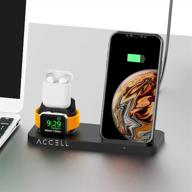 accell power 3-in-1 fast-wireless charger - qi-compatible black charger for smartphone, apple watch, and airpods logo