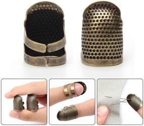 img 2 attached to 🔧 Adjustable Metal Finger Shield Ring: 4 Piece Sewing Thimble Hand-Working Thimble Finger Protector - Essential DIY Sewing Tools & Accessories for Needlework and Fingertip Protection