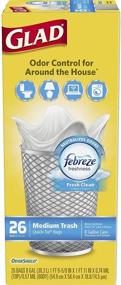 img 1 attached to Glad Medium Quick-Tie Trash Bags: OdorShield 8 Gallon White Trash Bag with Febreze Fresh Clean - 26 Count (Pack of 6)