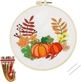img 4 attached to 🎃 Craft an Autumnal Delight with Louise Maelys Beginners Embroidery Kit: Fall Pumpkin Wreath Cross Stitch for Adults